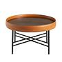 Coffee table walnut veneer faux leather brown Ø 62cm 4