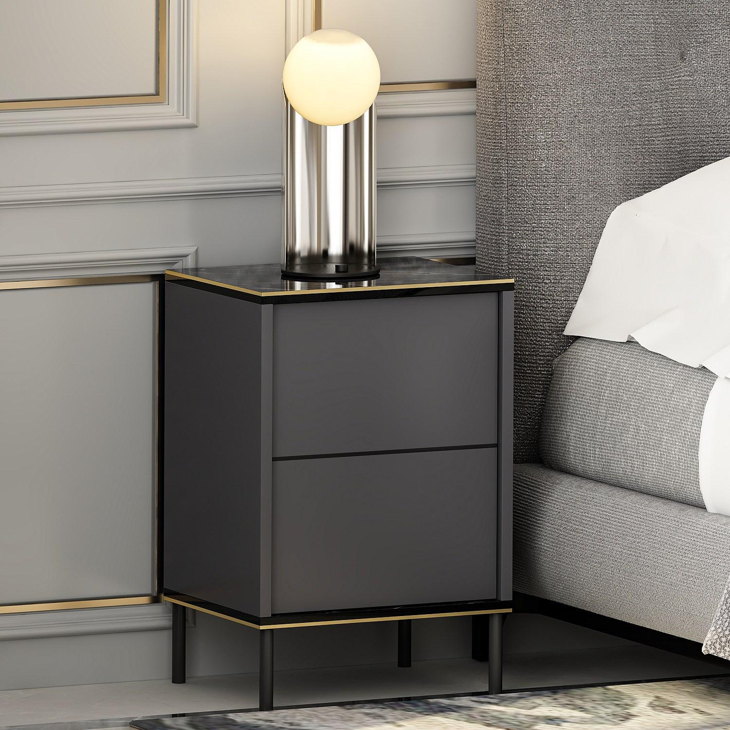 Imaj Nightstand Wood Veneer Anthracite 1
