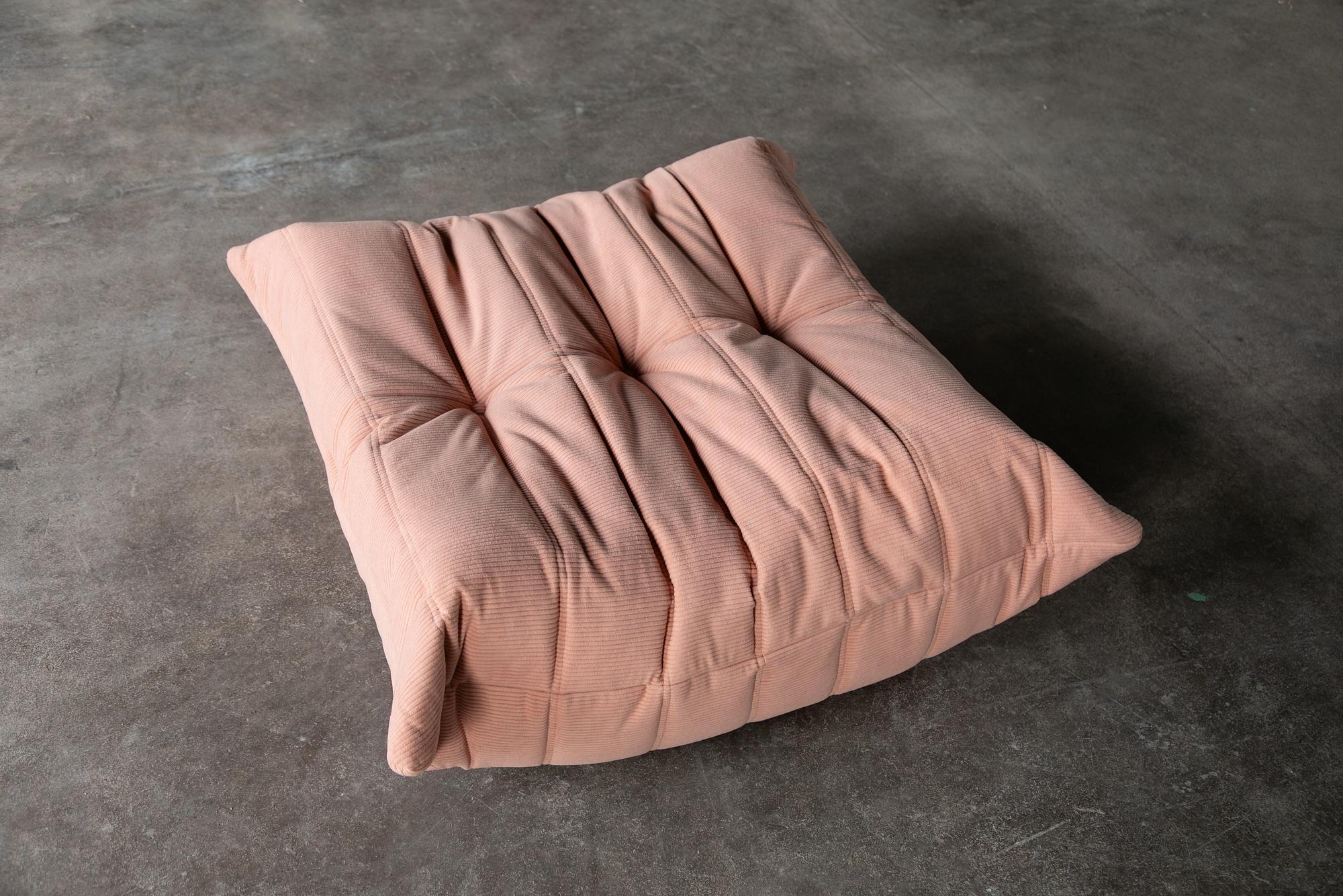 Togo Armchair and Ottoman Set Cord Pink 4