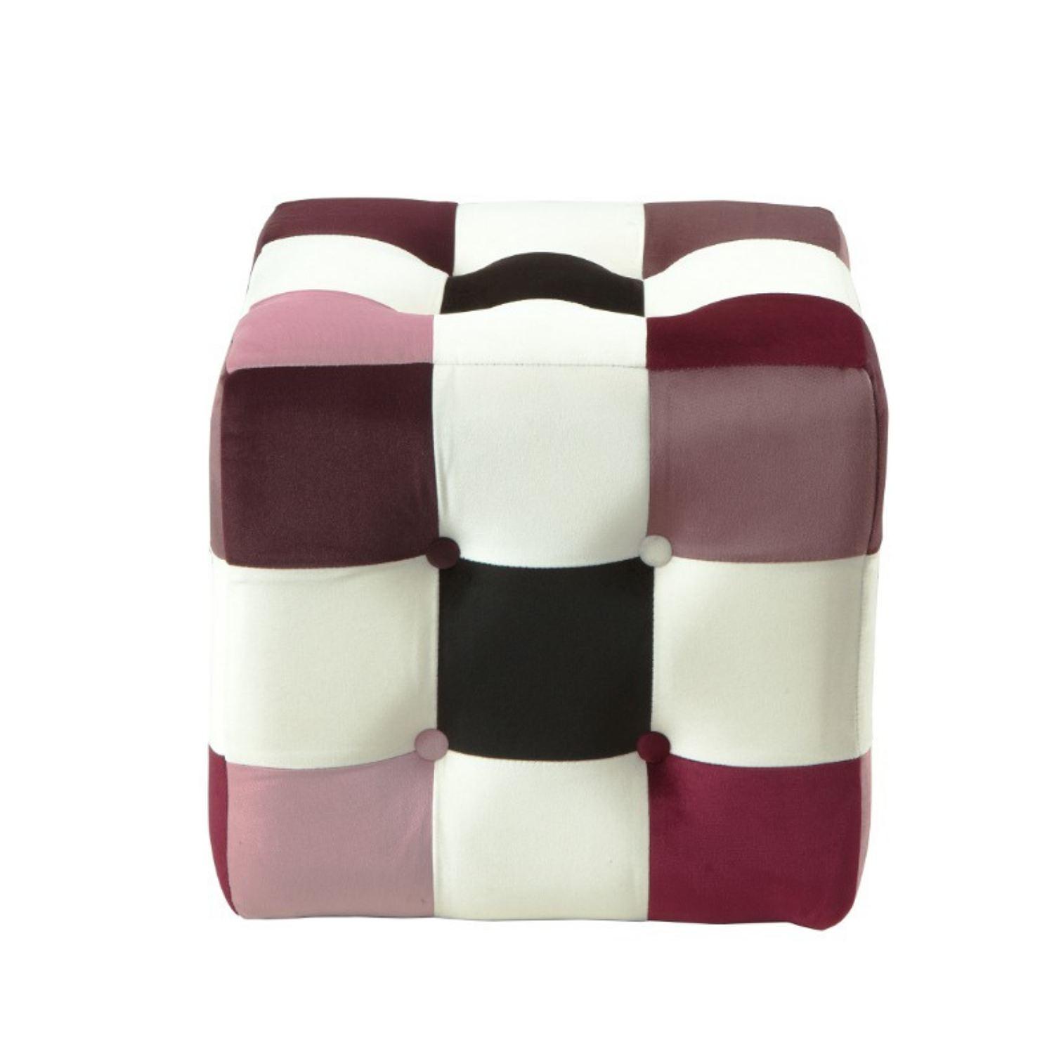 Pouf Patchwork in Velluto Multicolore 2