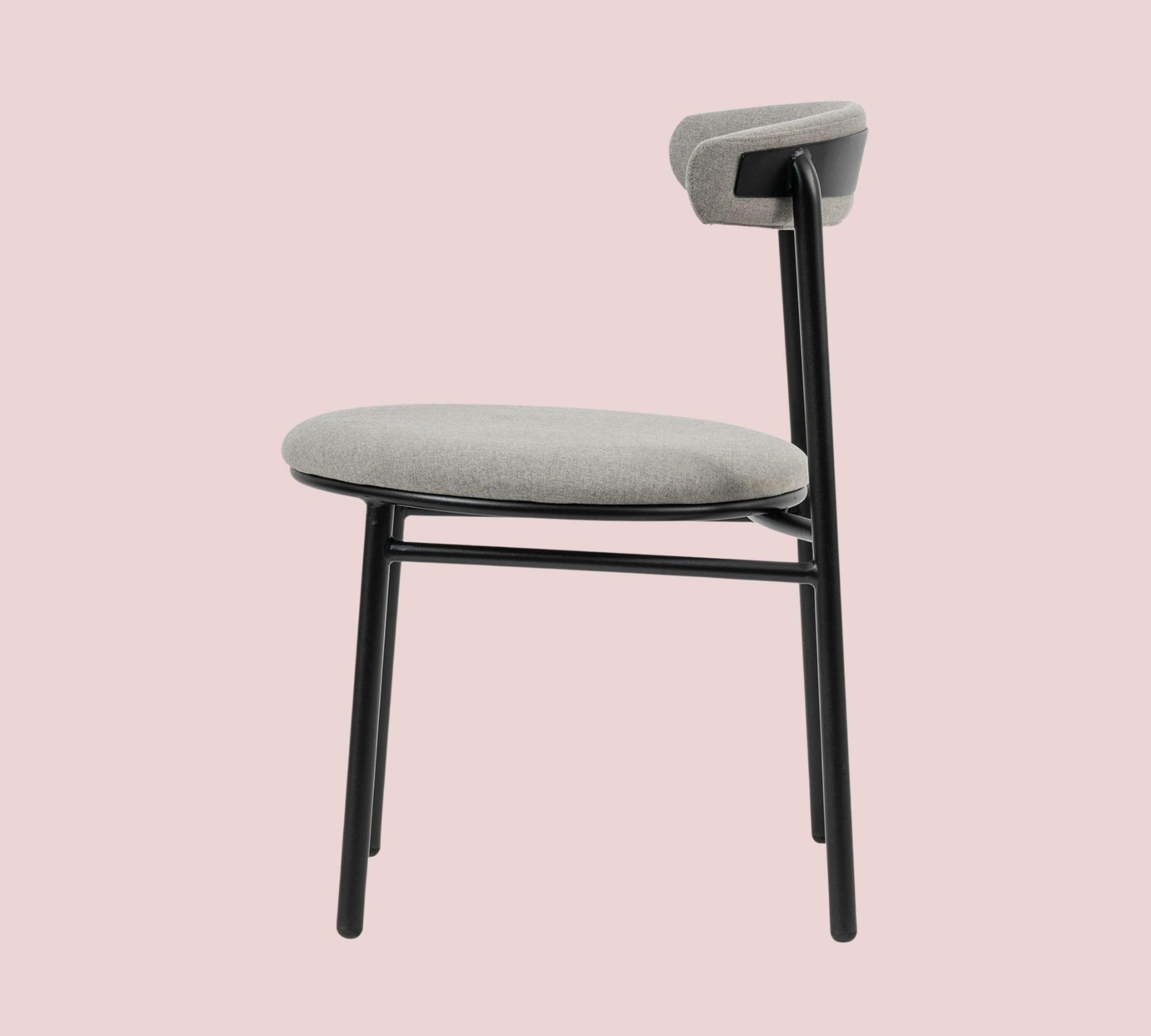 2x Esszimmerstuhl Webstoff Grau Gestell Schwarz 2