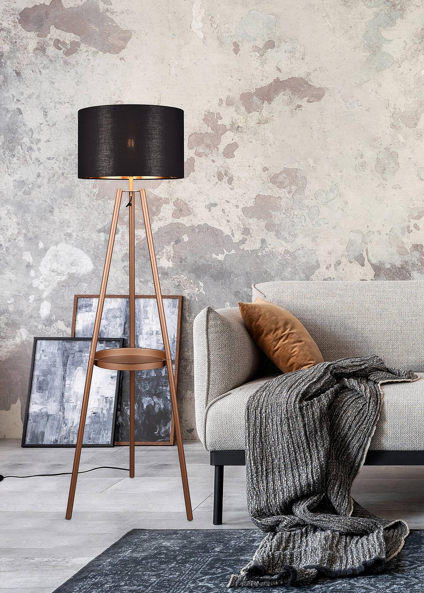 Colette Stehleuchte Webstoff Eisen Gold Schwarz 2