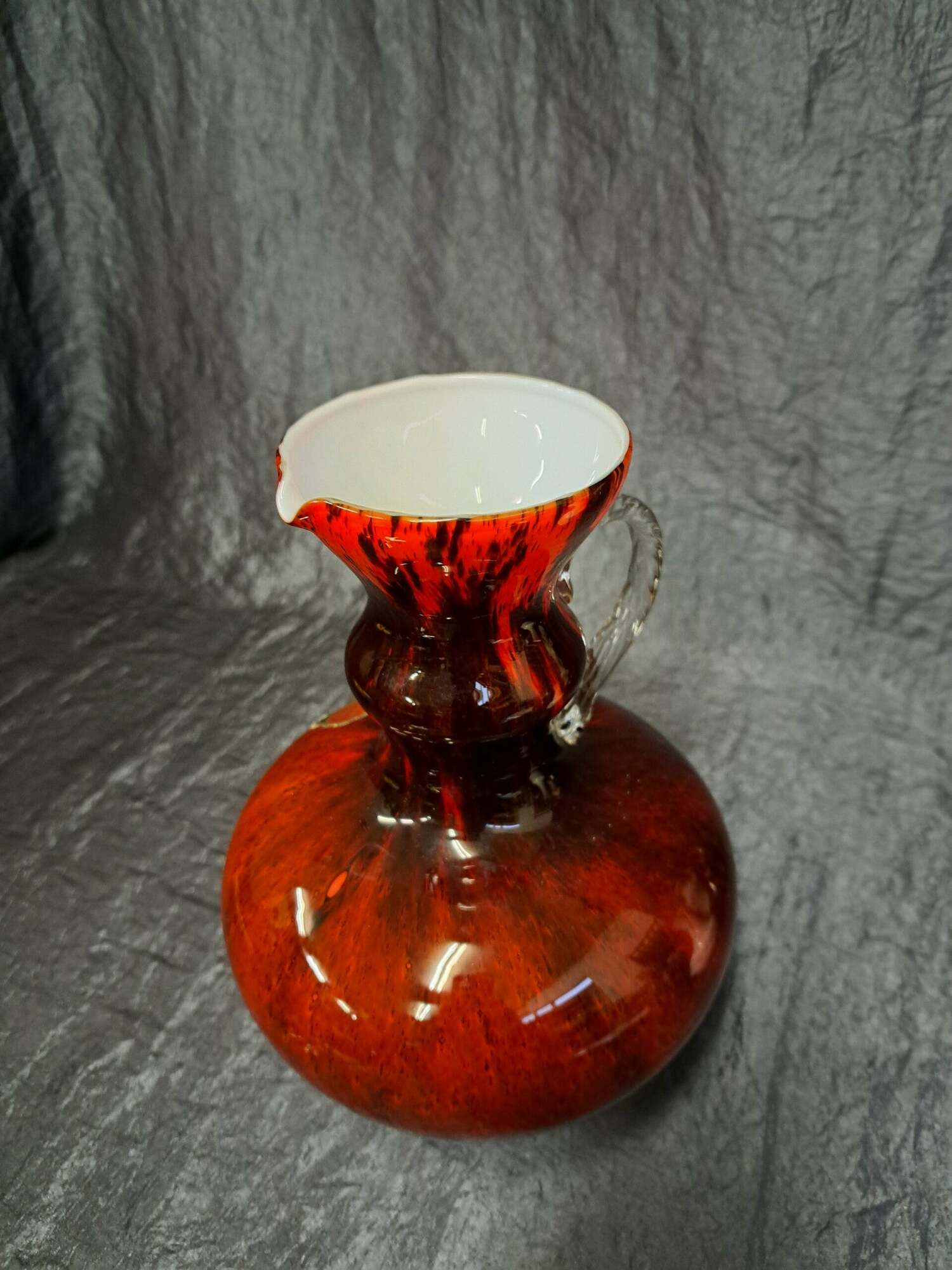Vintage Vase Glas Rot Schwarz  3