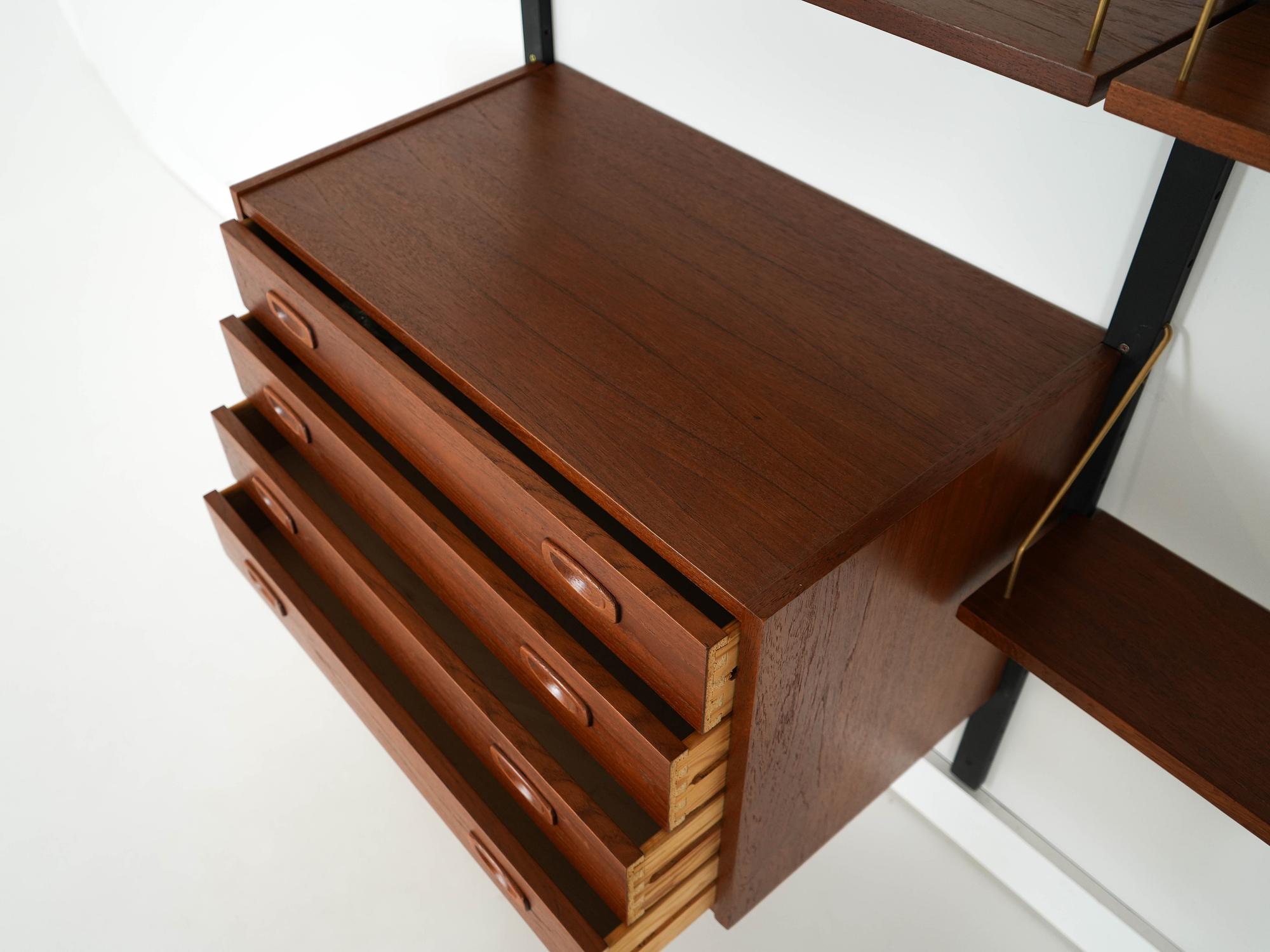 Teak-Wandmöbel PS System Braun 1960er Jahre 11