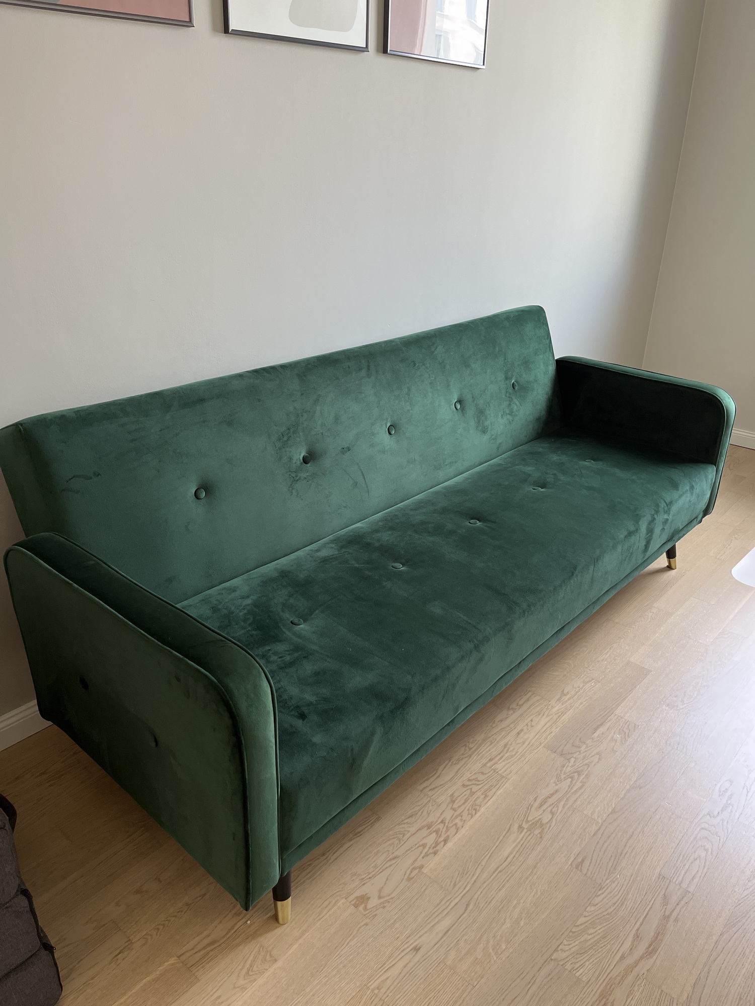 Schlafsofa 3-Sitzer Samt Metall Grün 2