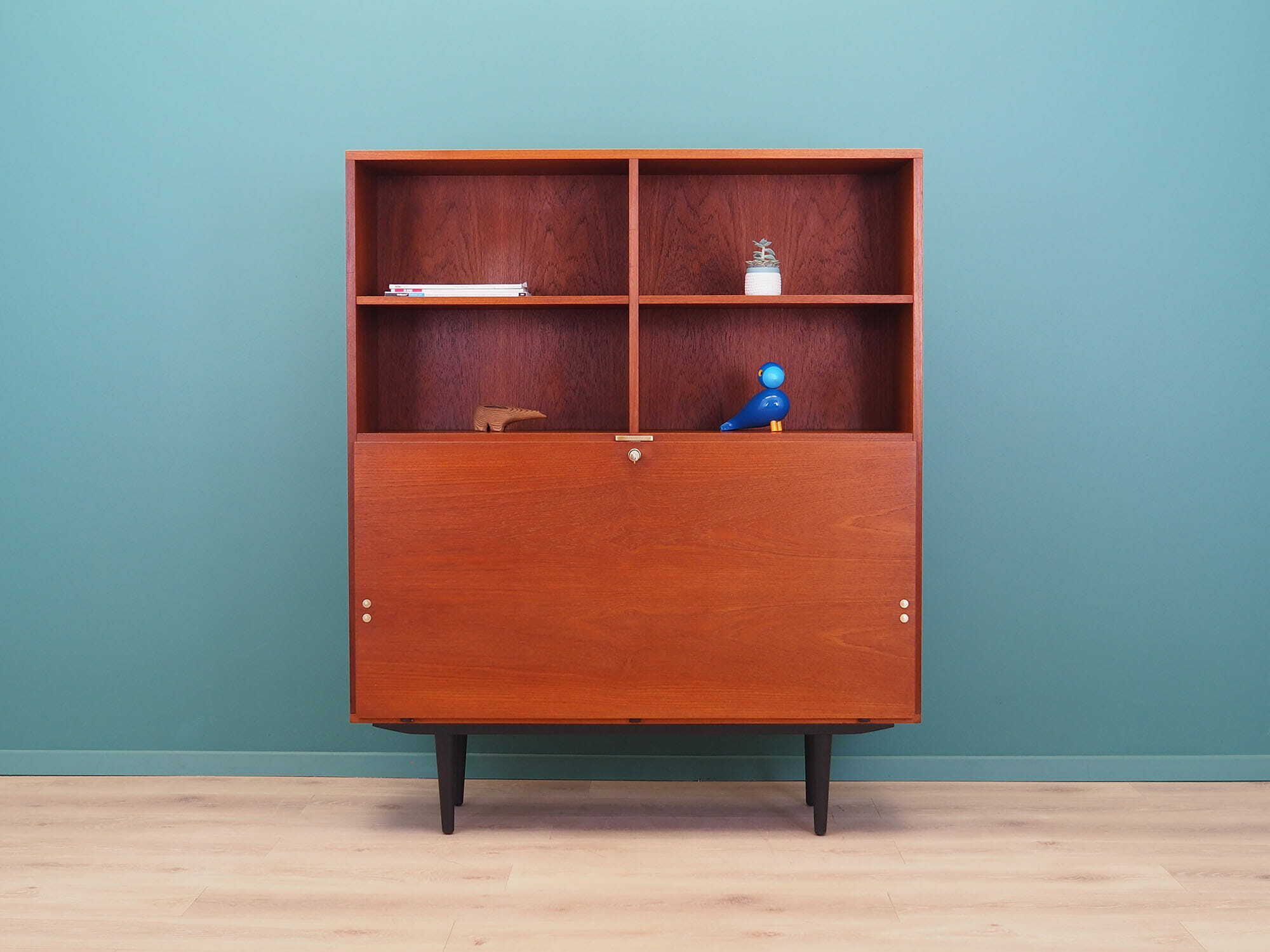 Vintage Bücherregal Teakholz Braun 1970er Jahre 1