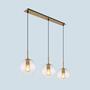 Pendant lamp 3-flame clear glass iron brass 1