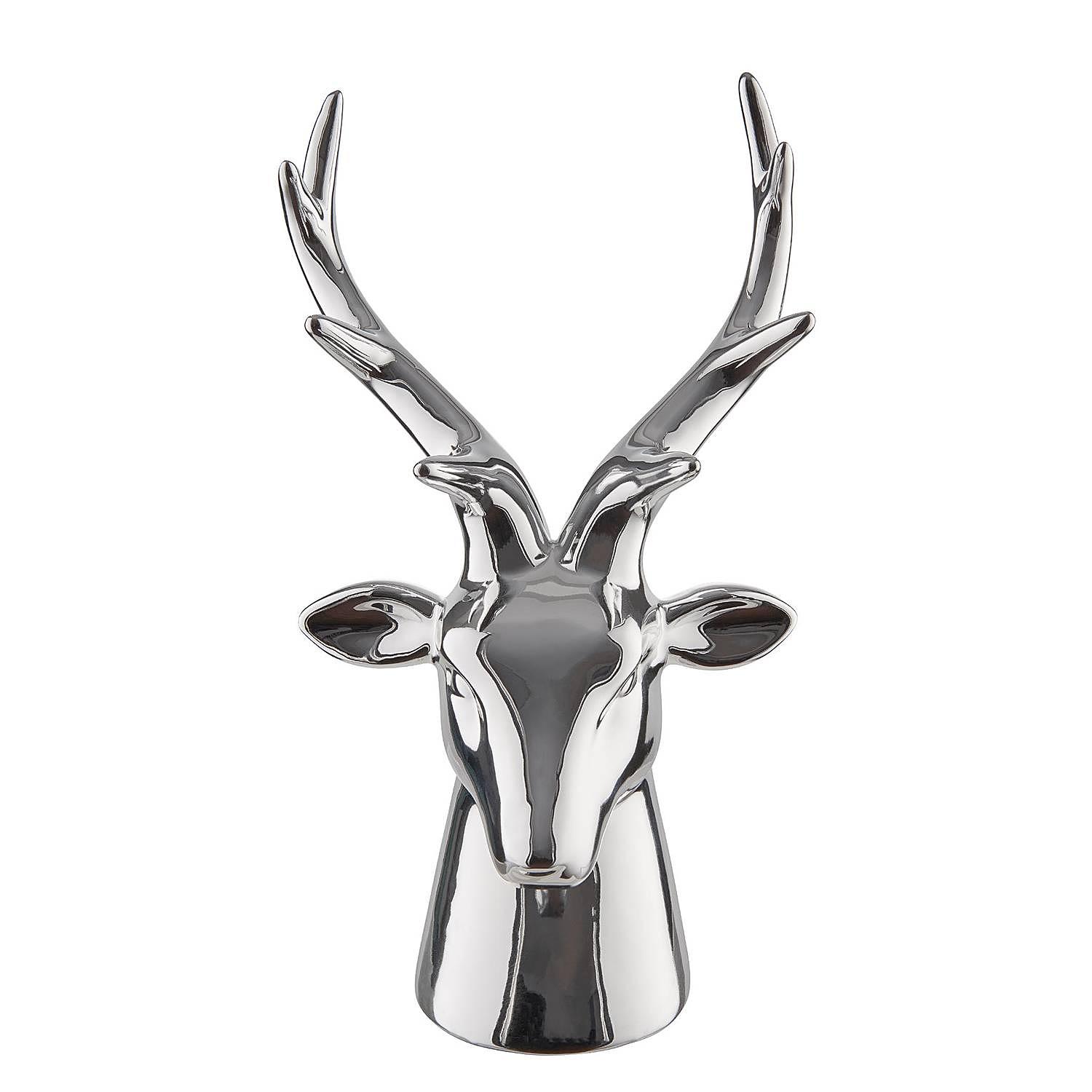 Deko-Hirschkopf SYLAN SPIRIT Dolomit Silber 1