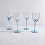 4x Vintage Weinglas Kristall Blau 1980er Jahre 0