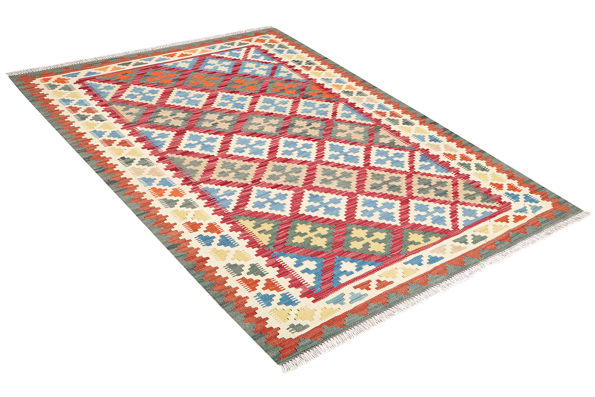 Kelim Gashgai Carpet Wool Red 2