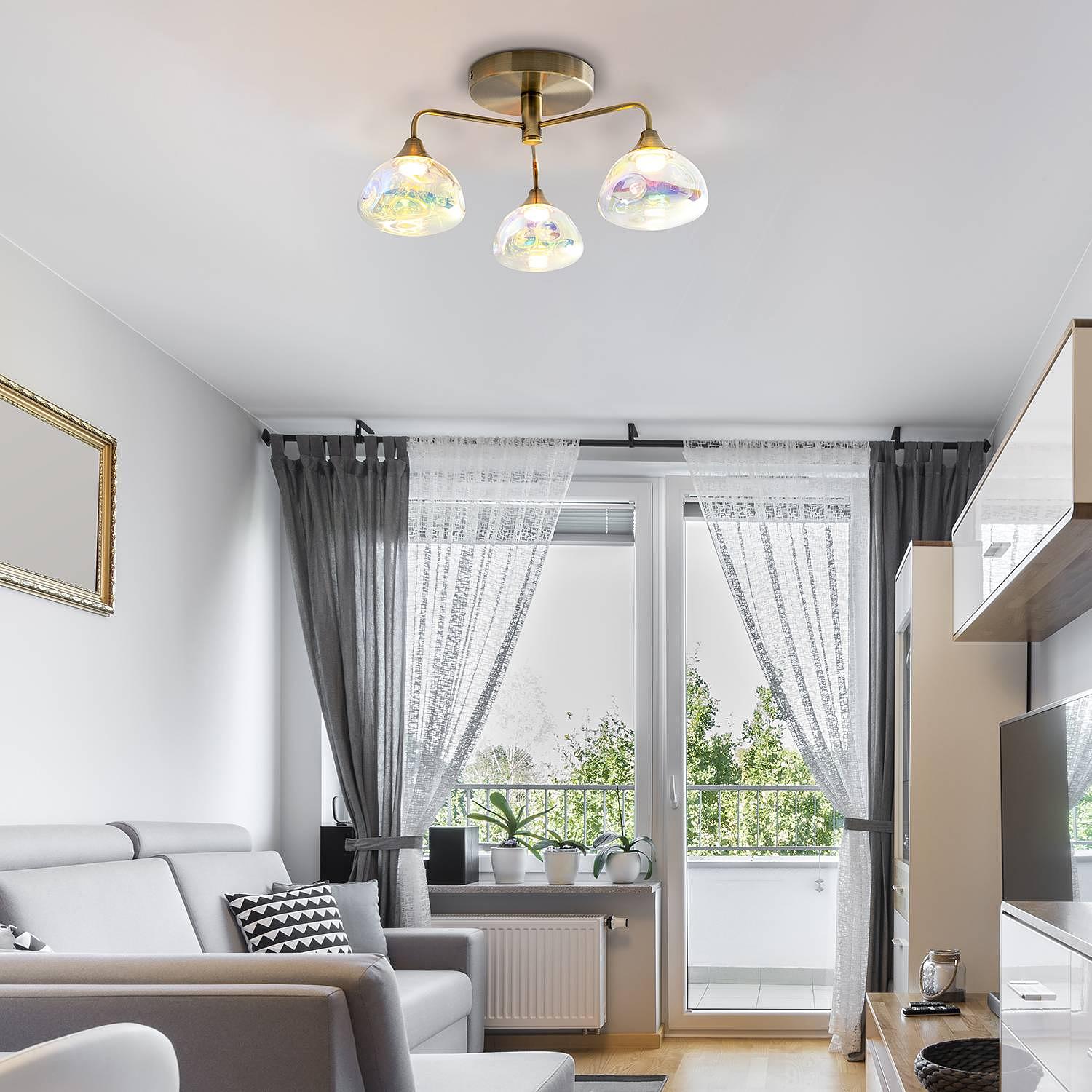 3-Flammig Varna LED-Deckenleuchte Klarglas Eisen  2