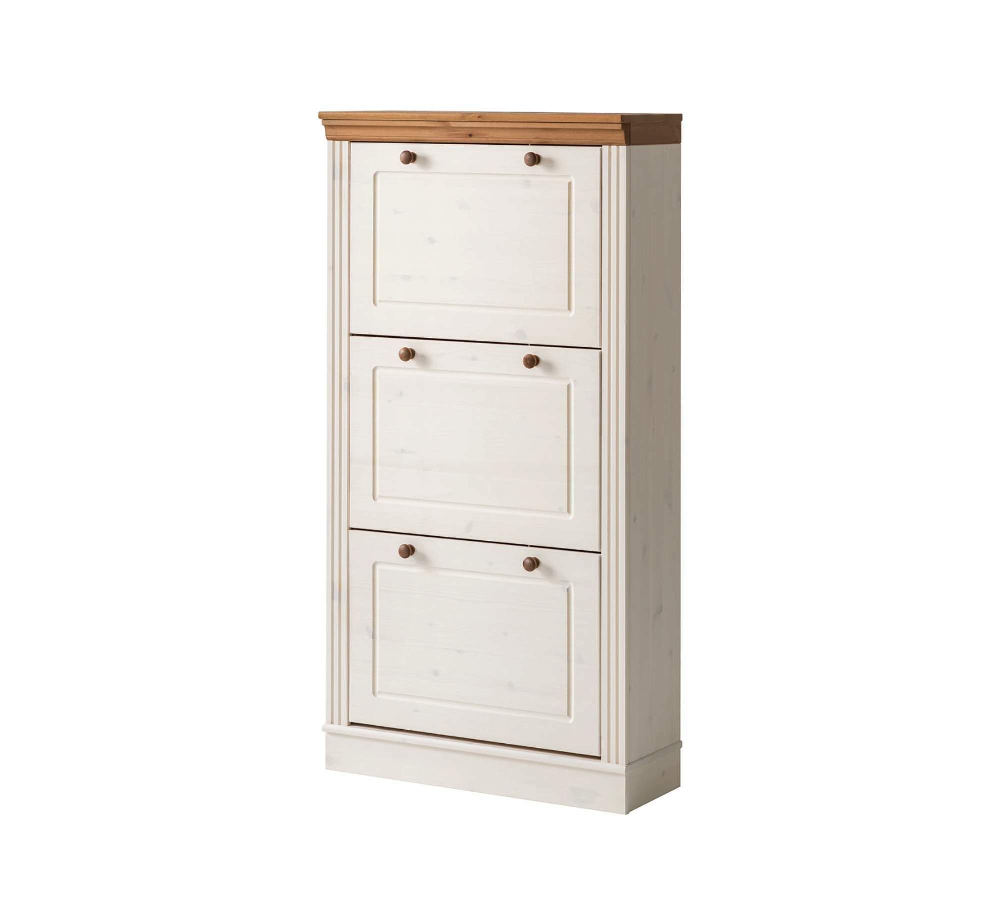 Schuhschrank Kiefernholz Weiß Honig 0