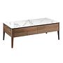 Coffee table walnut wood marble optics 0