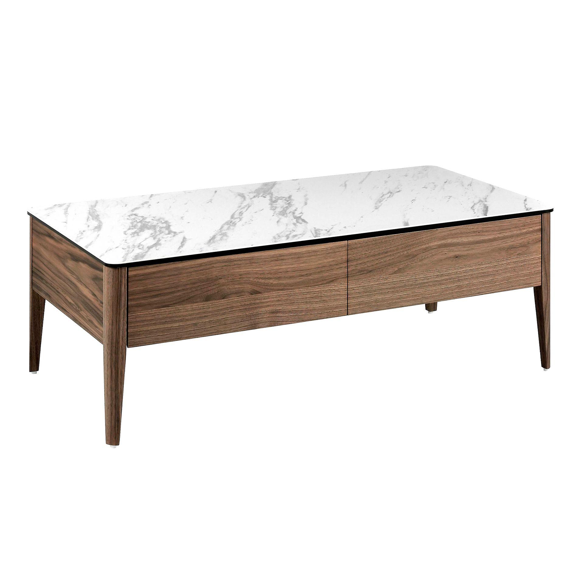 Coffee table walnut wood marble optics 0