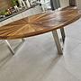 Oval dining table Elm wood Brown 1