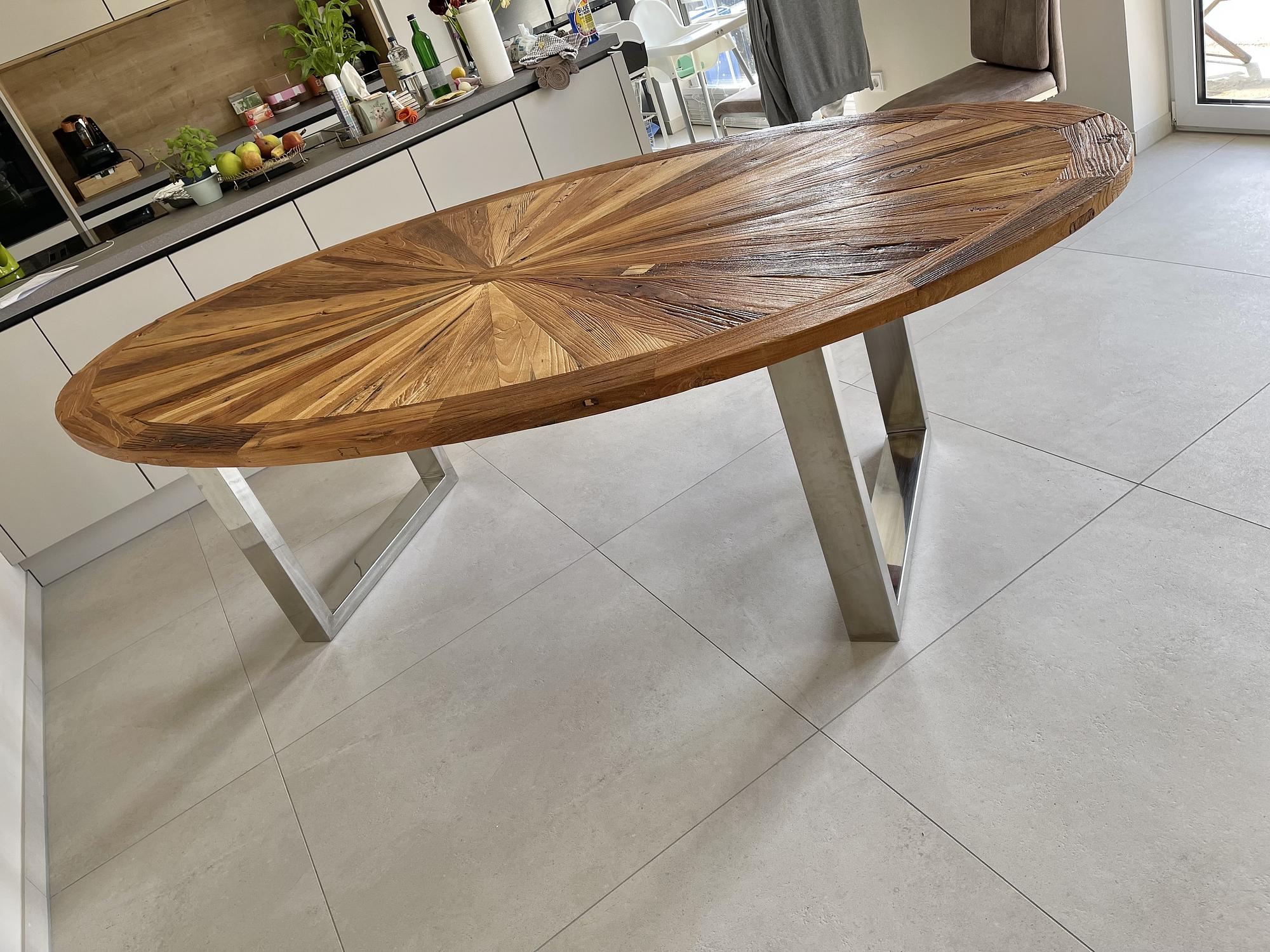 Oval dining table Elm wood Brown 1