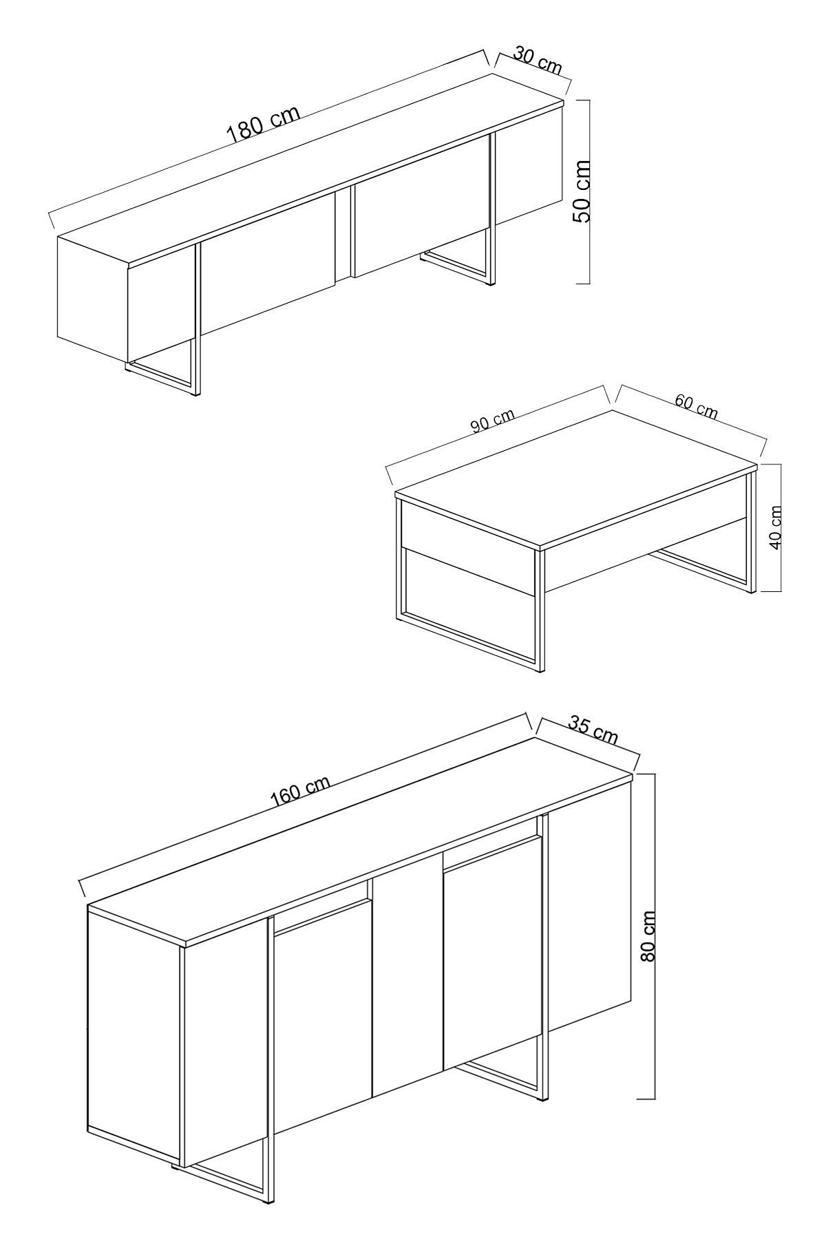 Luxe Wohnzimmermöbel-Set Holz Walnuss Schwarz 1