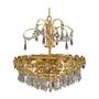 Vintage Chandelier Brass Glass Gold 1970s 0