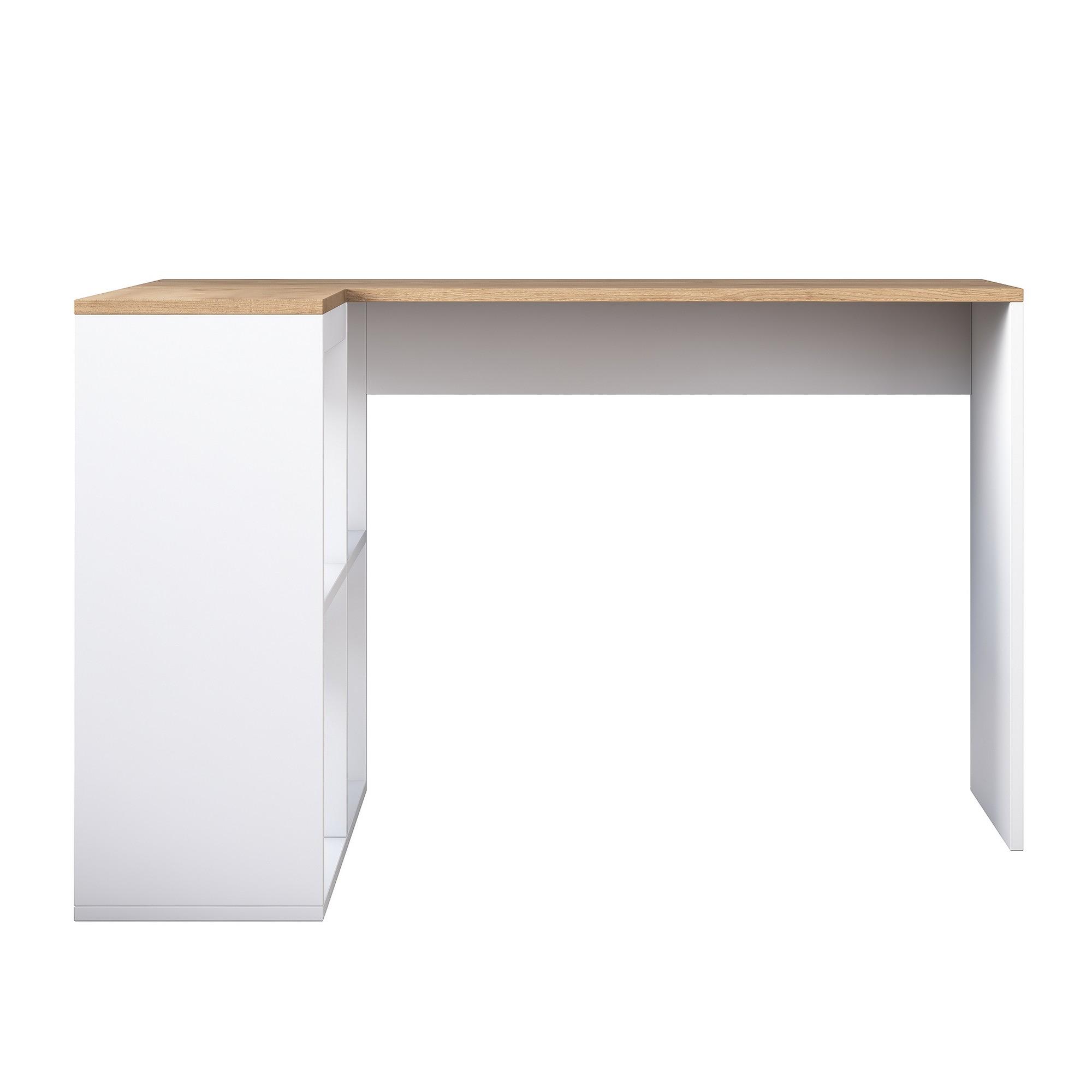 Eckschreibtisch mit Ablage Weiß Braun 5