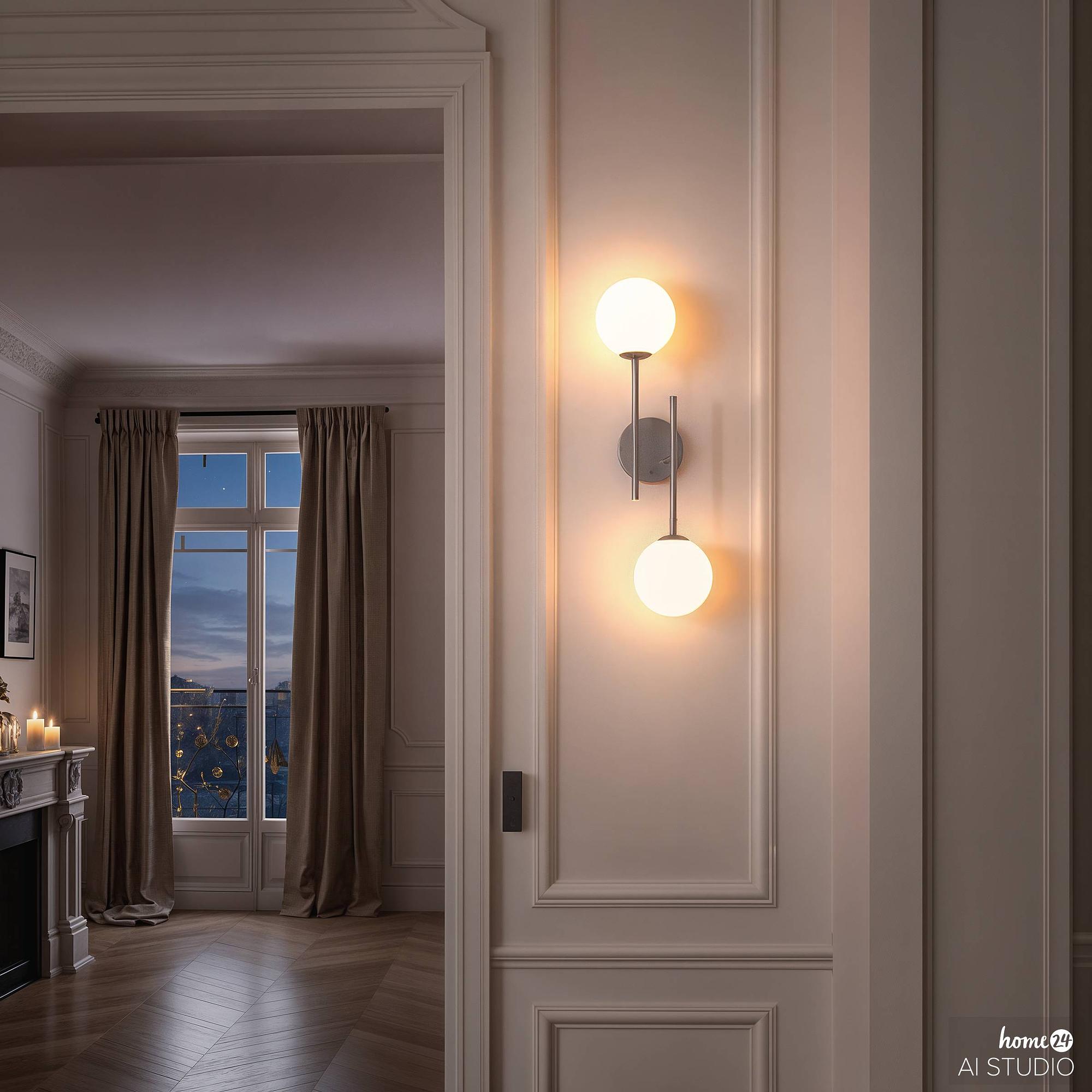 2-Flammig Rigi Akku-Wandleuchte 3-Stufen-Dimmer Weiß Chrom 3