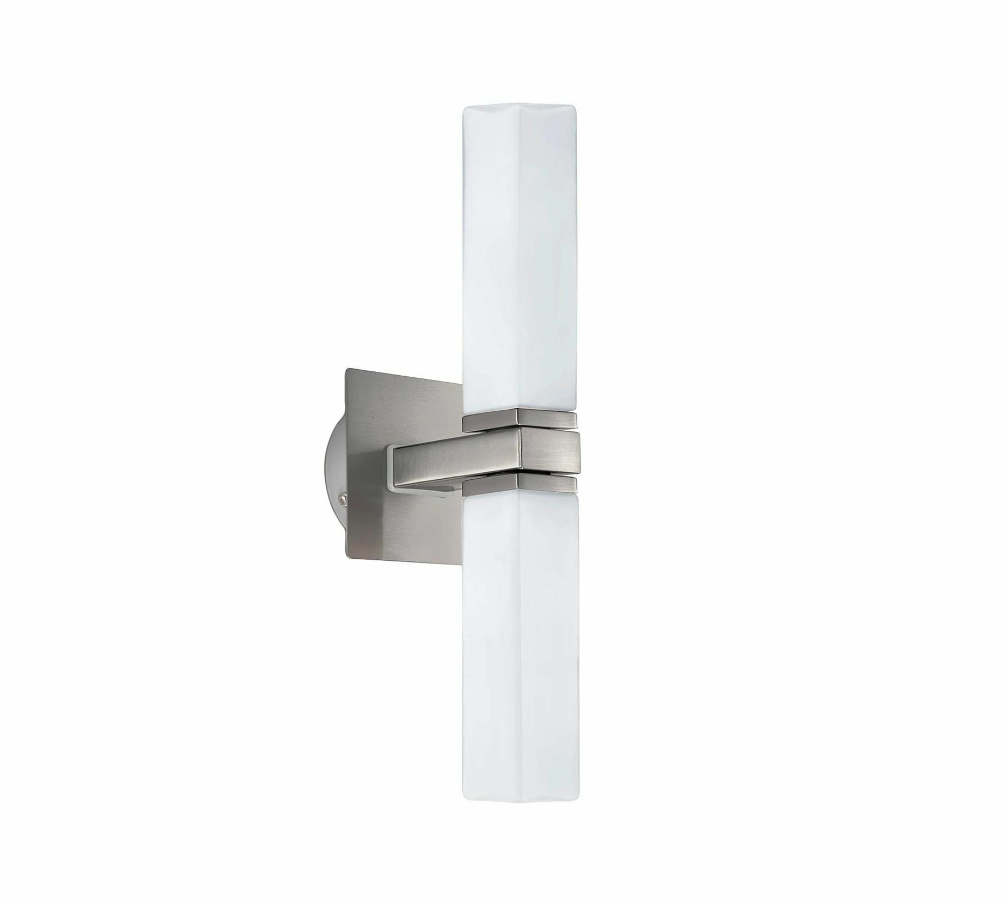 Wandlampe 2-flammig Stahl Opalglas Silber Weiß 2