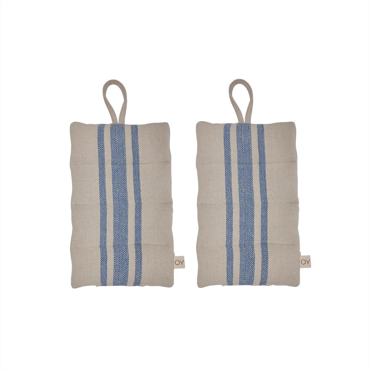 2x Linu Topflappen Baumwolle Creme Blau 0