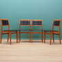 4x Vintage Chair Beech Wood Faux Leather Black 1970s 8