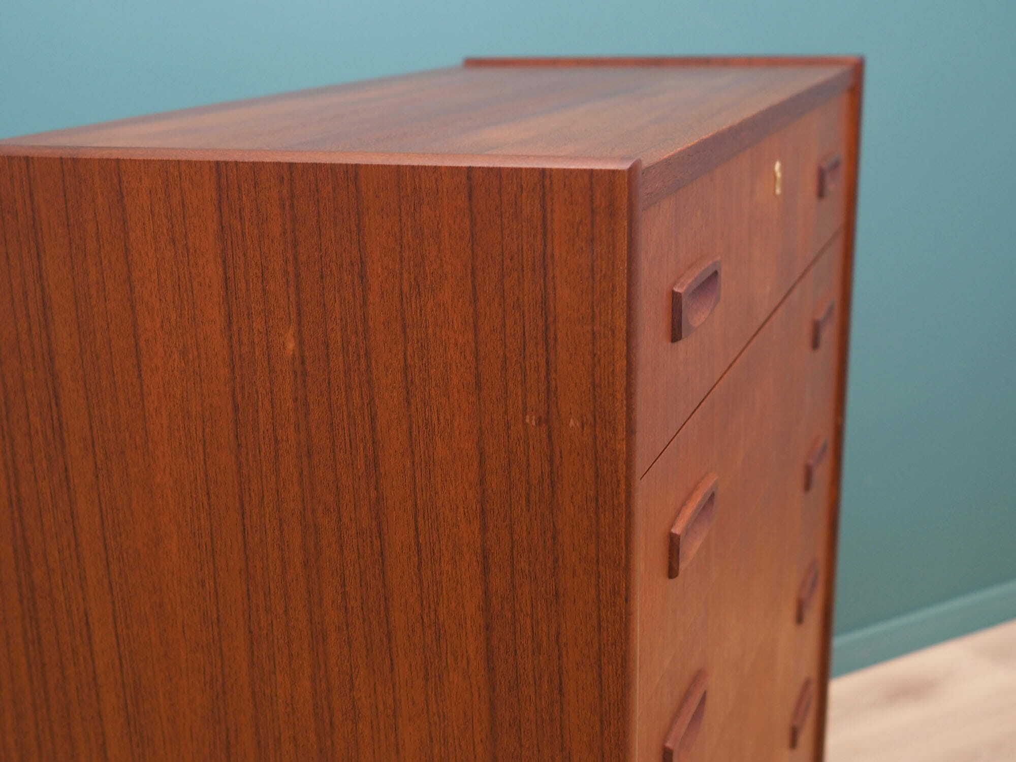 Vintage chest of drawers Teak wood Brown 1970s 6