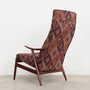 Vintage chair Teak wood Textile Multicolor 1970s  3