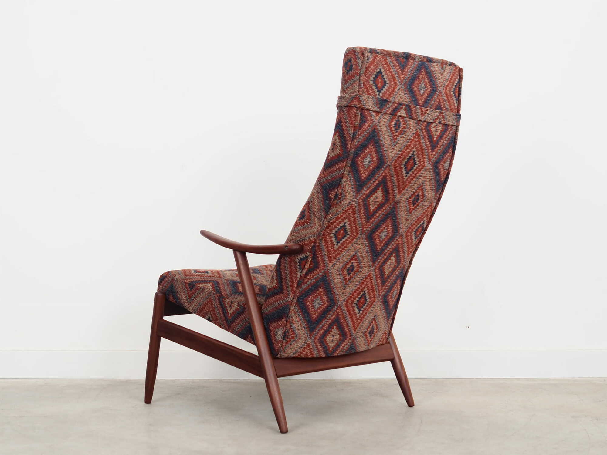 Vintage chair Teak wood Textile Multicolor 1970s  3