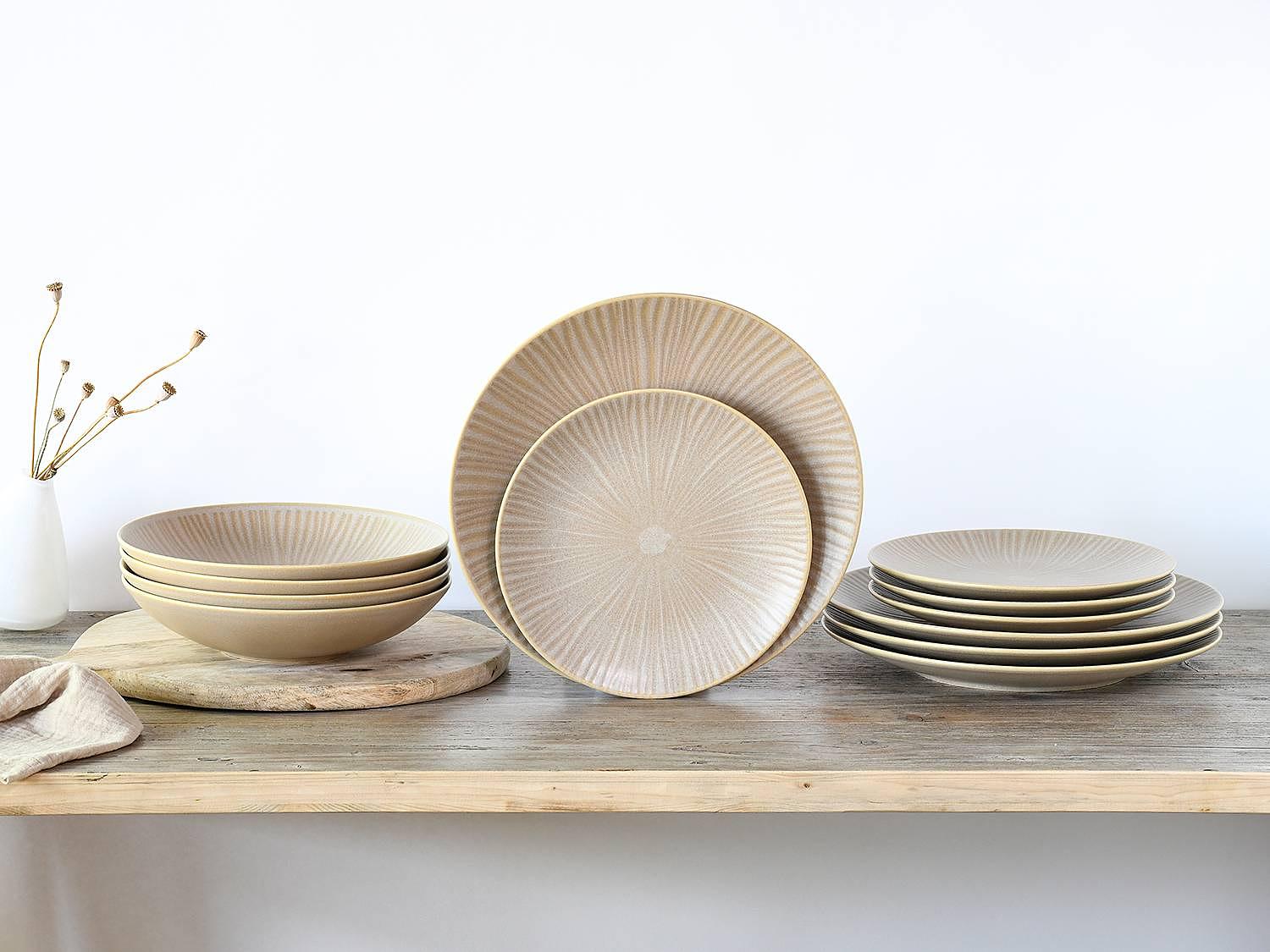 12-Piece Vesuvio Dinner Service Stoneware Cream 2