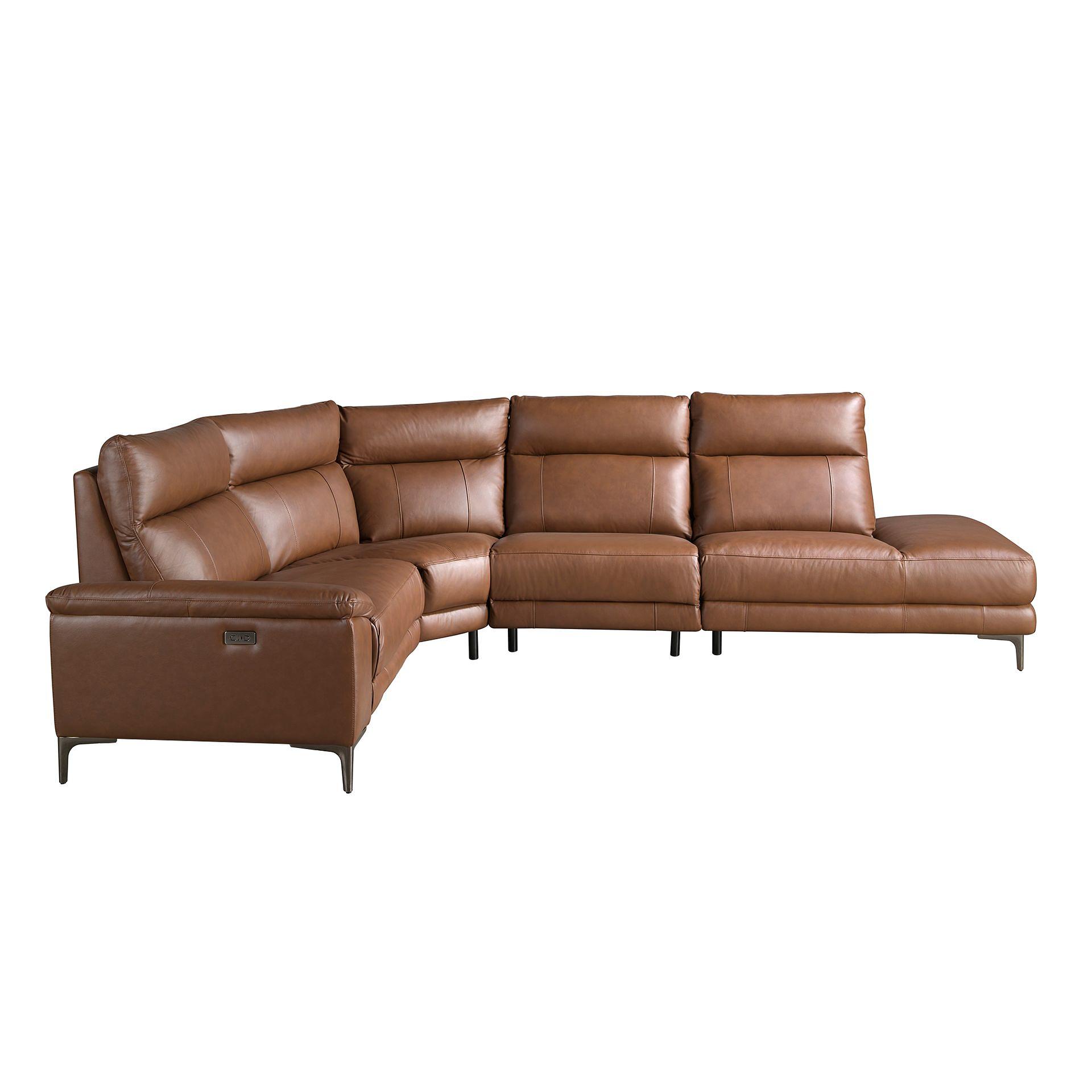 Sofa Récamiere Rechts Leder Tabakbraun 2