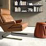 Caldera orange leather pouffe 5