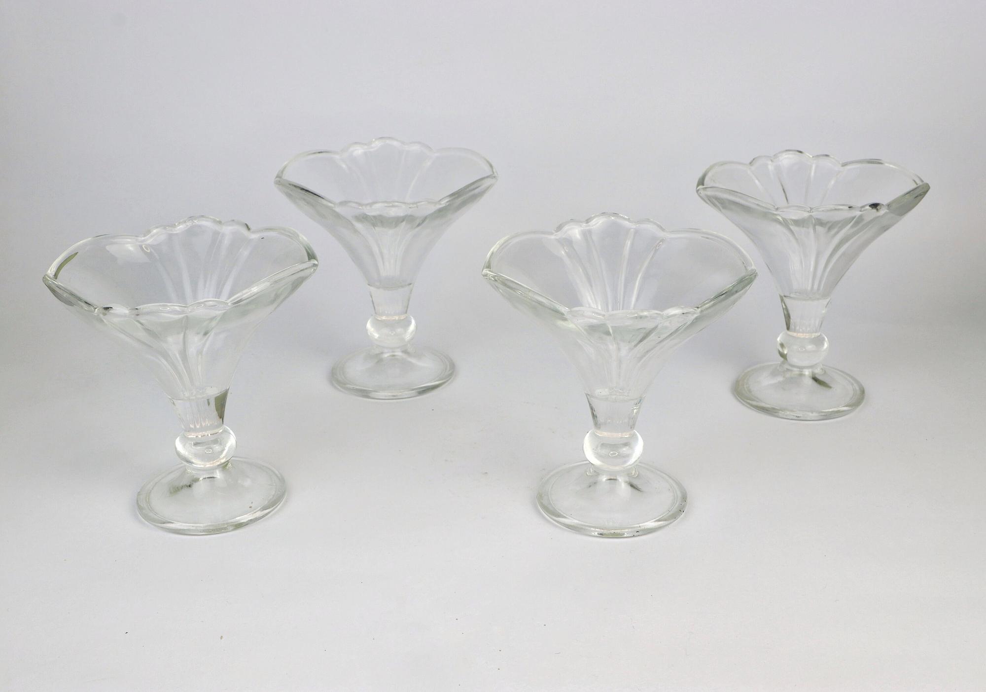 4x Vintage Eisbecher Glas Frankreich 80er 4