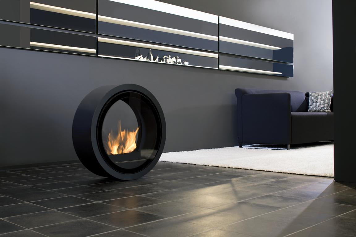 ROLL FIRE Ethanol-Kamin Stahl Schwarz 1