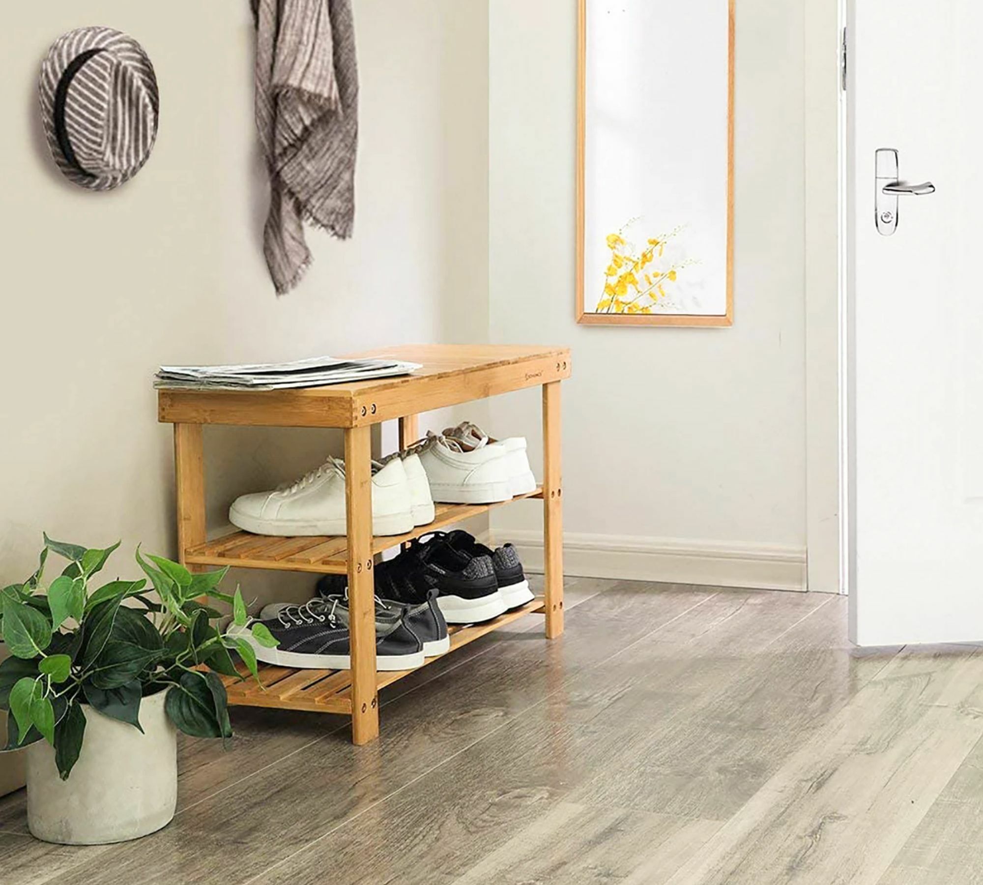 Schuhregal Massivholz Bambus Dekor 3