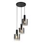 Pendant lamp 3-light steel glass black 0