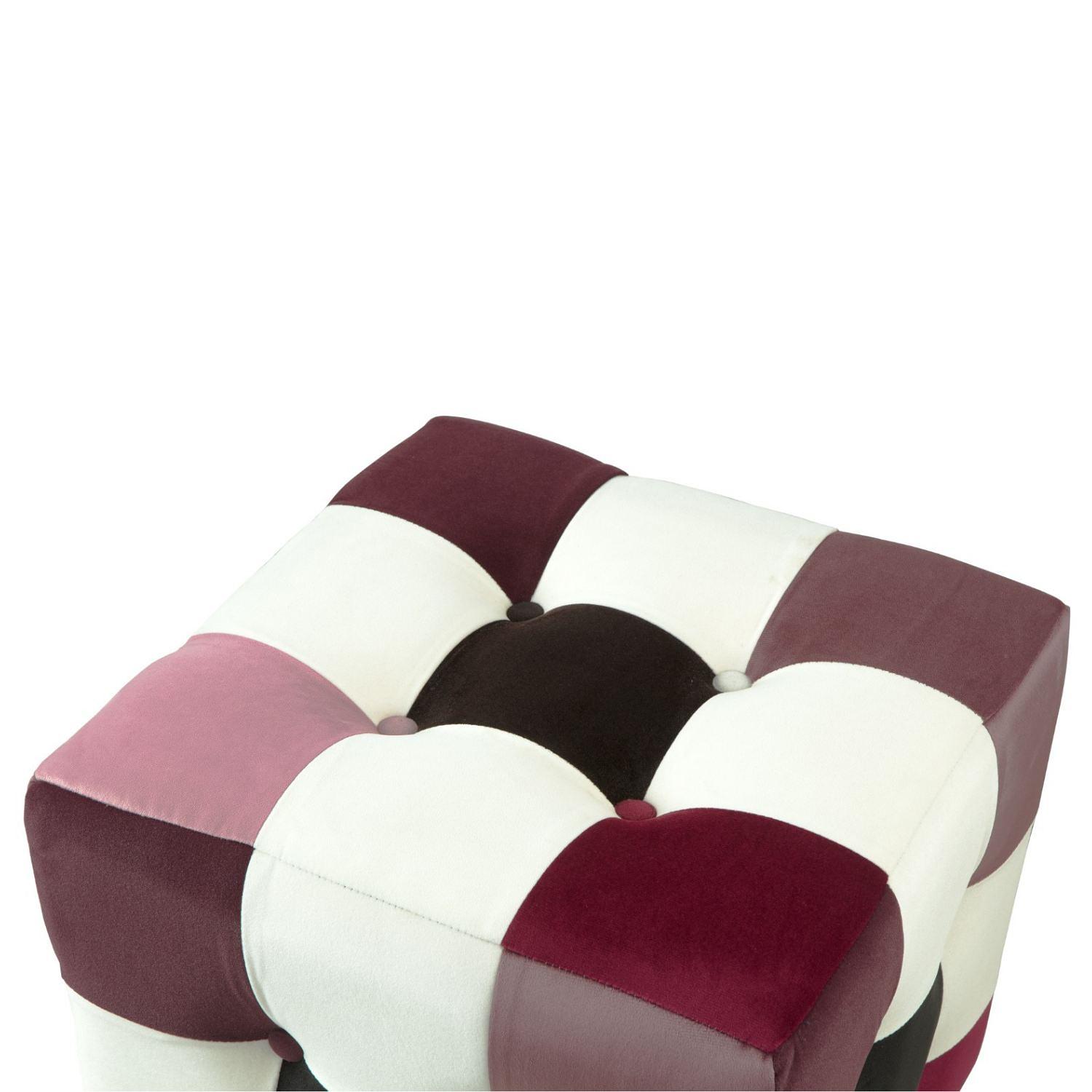 Patchwork Hocker Samt Mehrfarbig 3