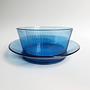Vintage Bowl & Plate Glass Cobalt Blue 1980s 0