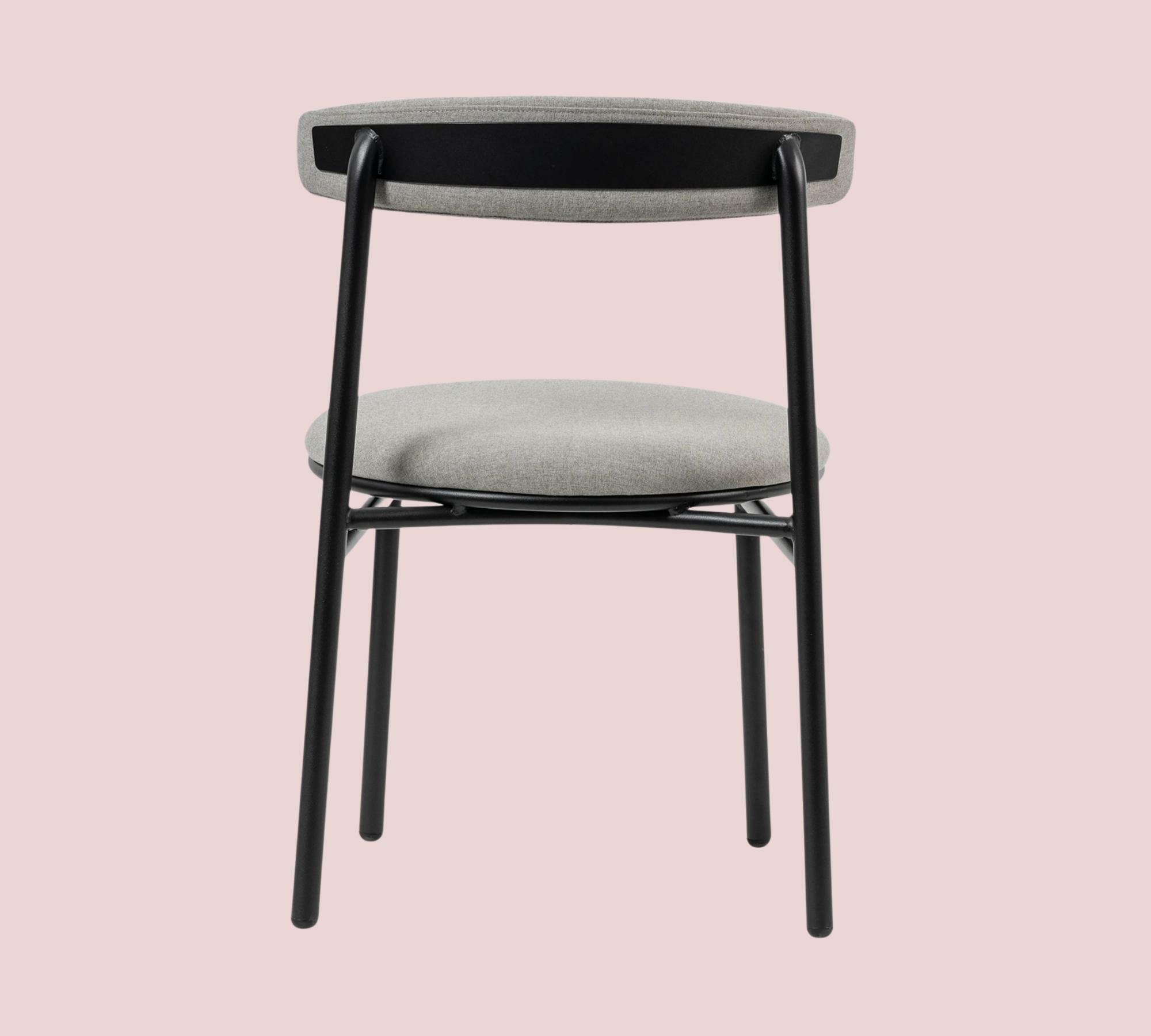 2x Esszimmerstuhl Webstoff Grau Gestell Schwarz 3