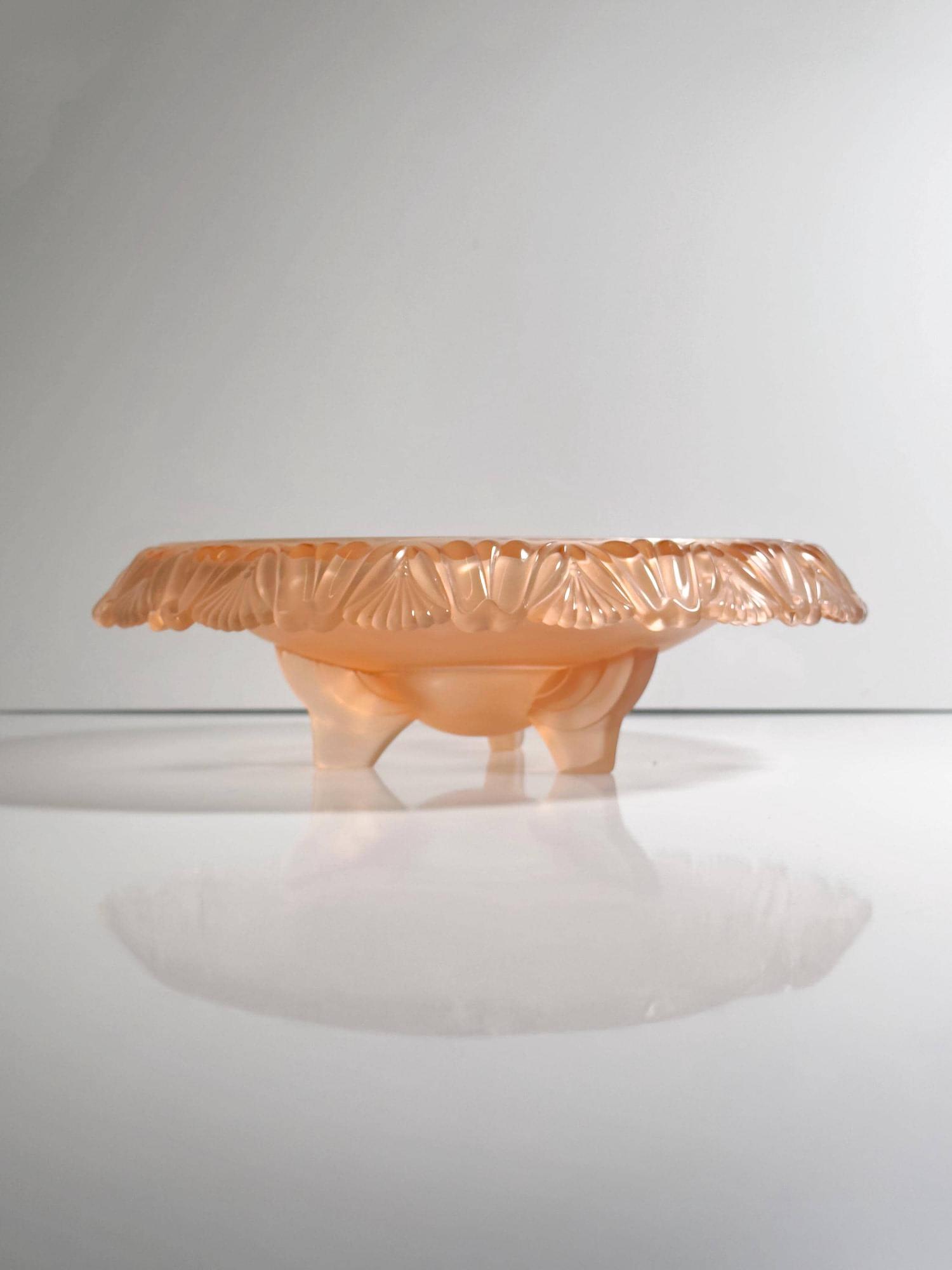 Vintage Pelikan Bowl Rosaline Pressed Glass 1930s 0