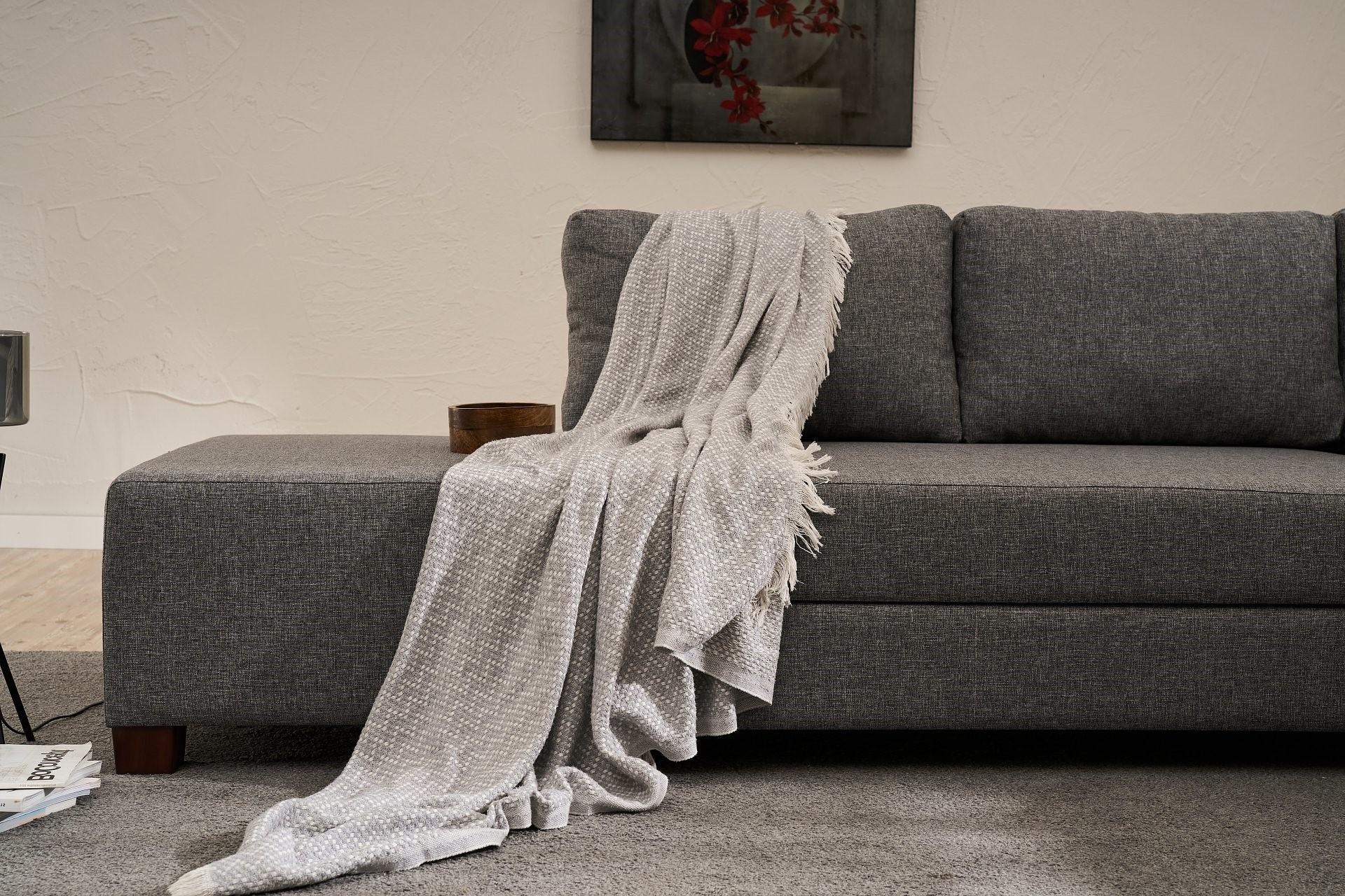 Aly Schlafsofa Récamiere Links Baumwolle Grau 5