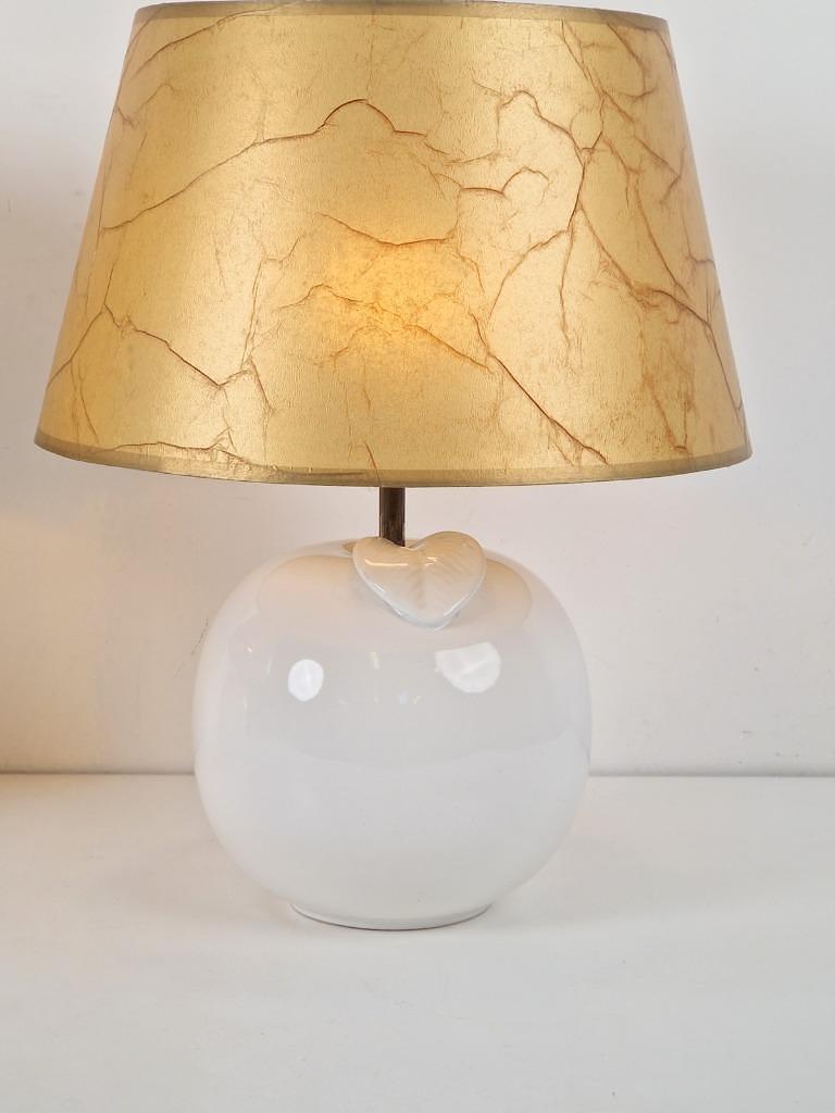 2x Vintage Tischlampe Keramik Weiß Gold  2