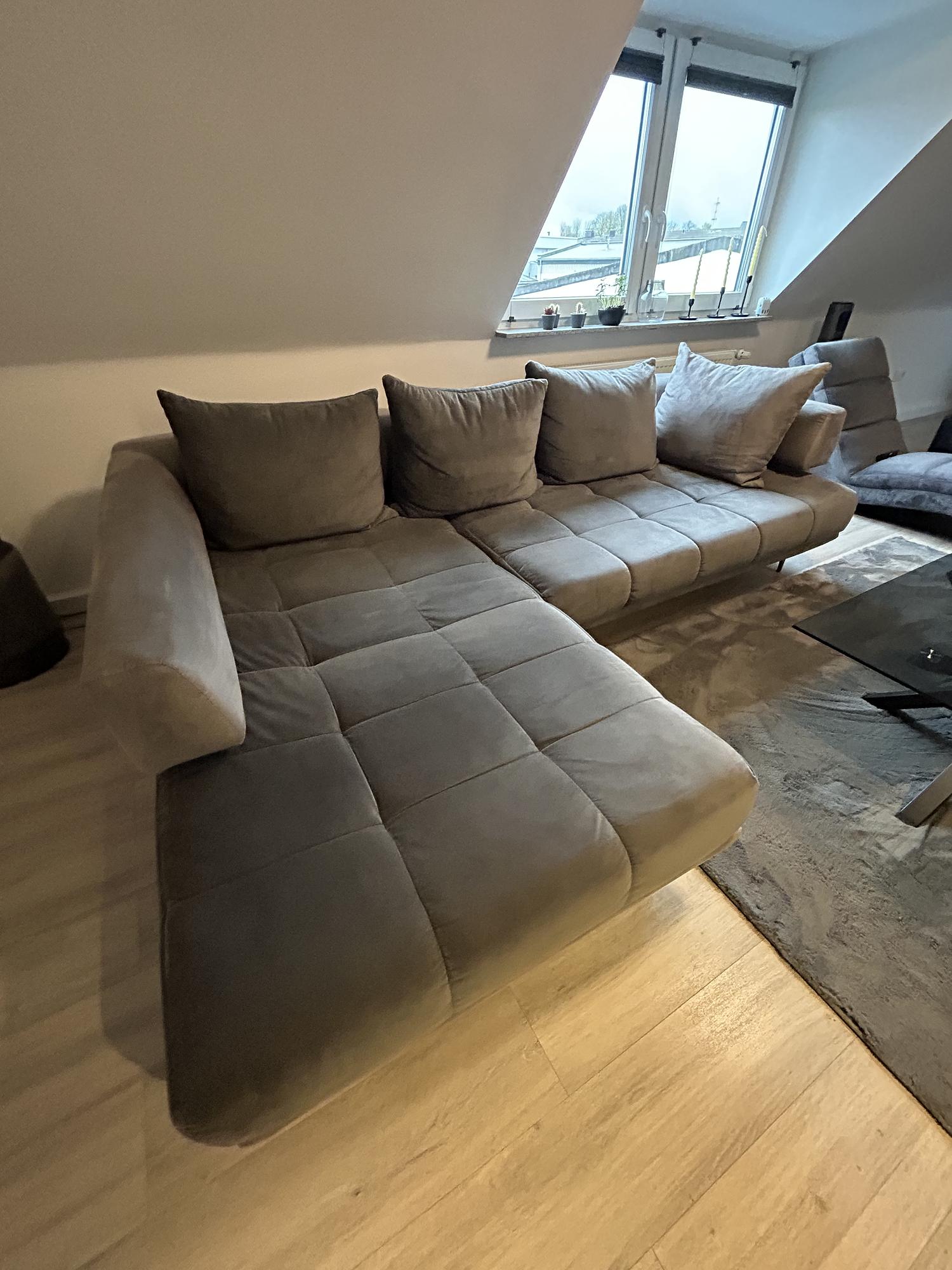 Sofa Récamiere Links Samt Grau 0