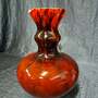 Vintage Vase Glas Rot Schwarz  2