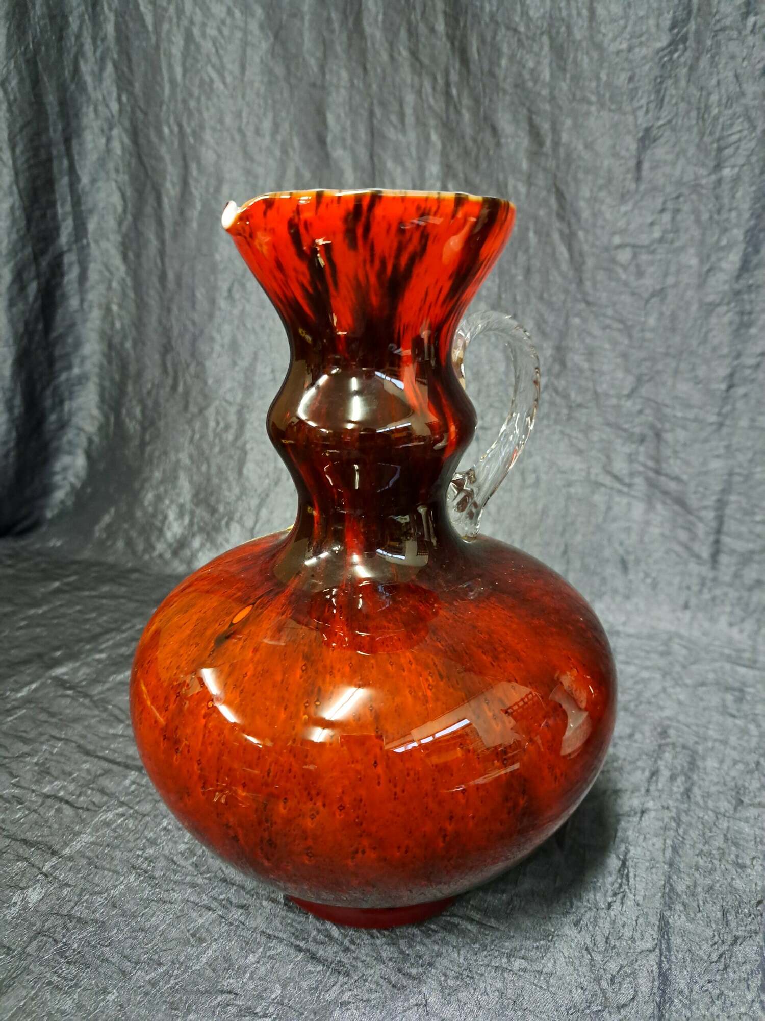 Vintage Vase Glas Rot Schwarz  2