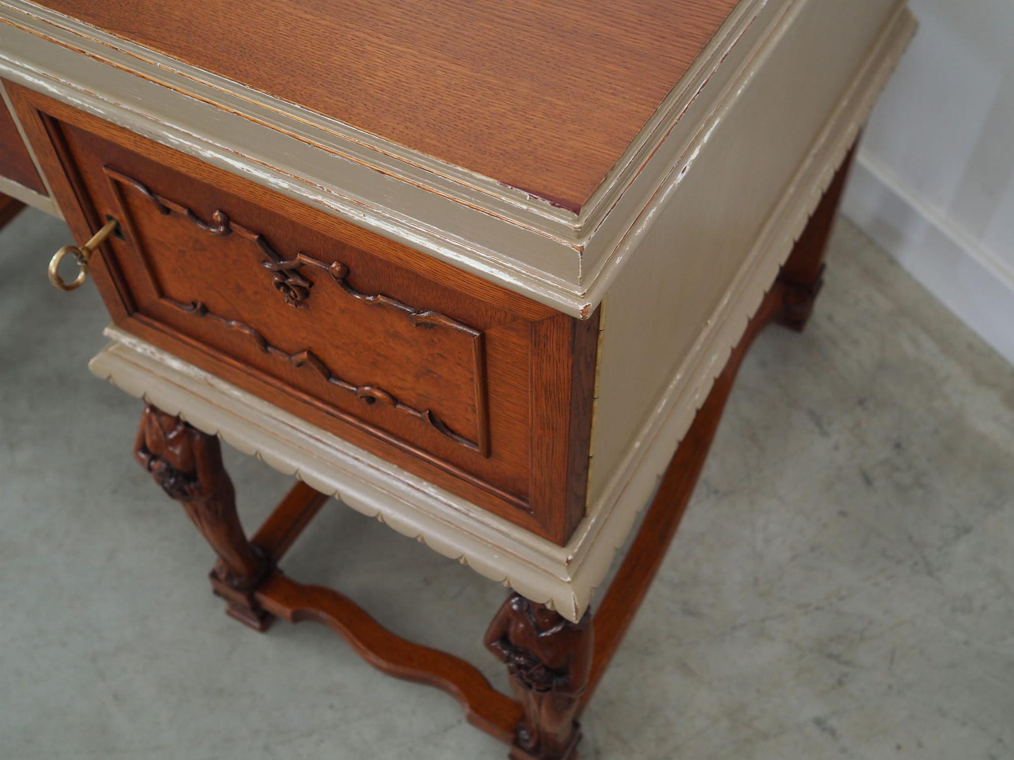 Vintage Schreibtisch Holz Braun 1950er Jahre 11