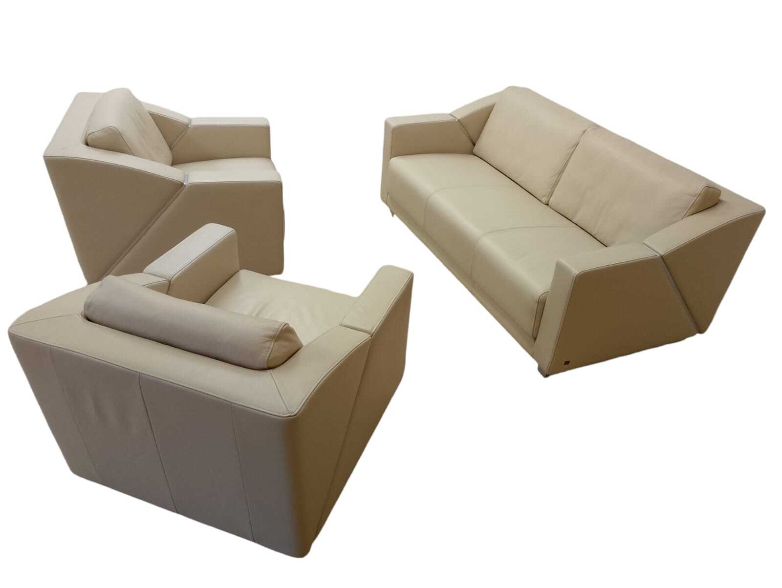 Modell 350 Sofaset Leder Beige 2