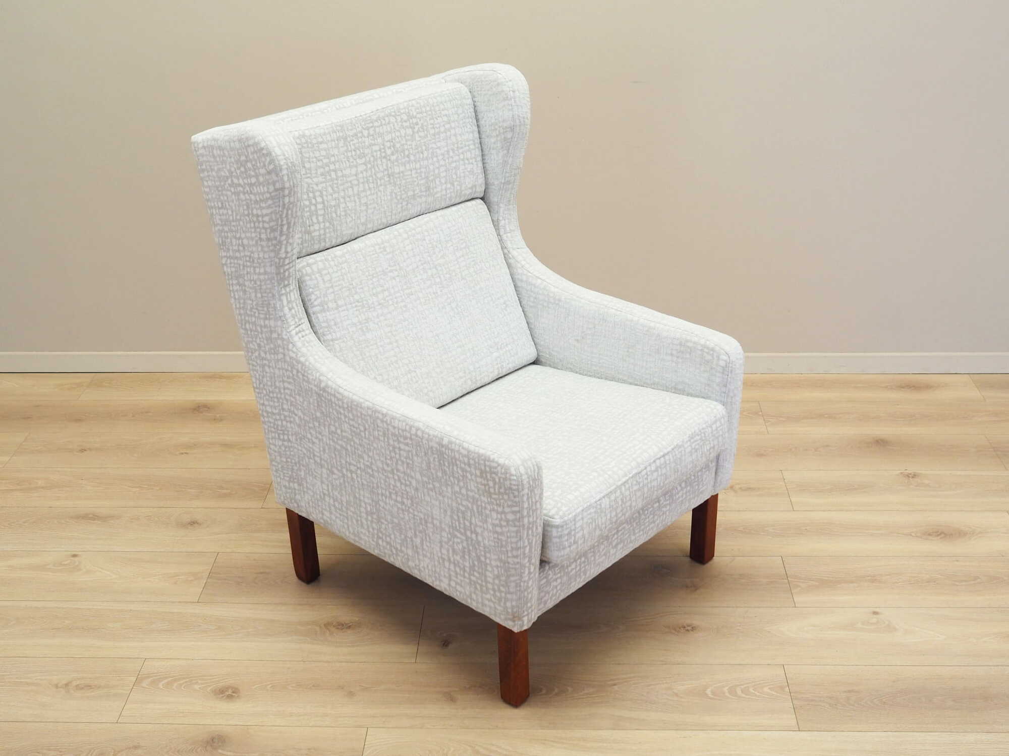 Vintage Sessel Textil Holz Grau 1960er Jahre 8
