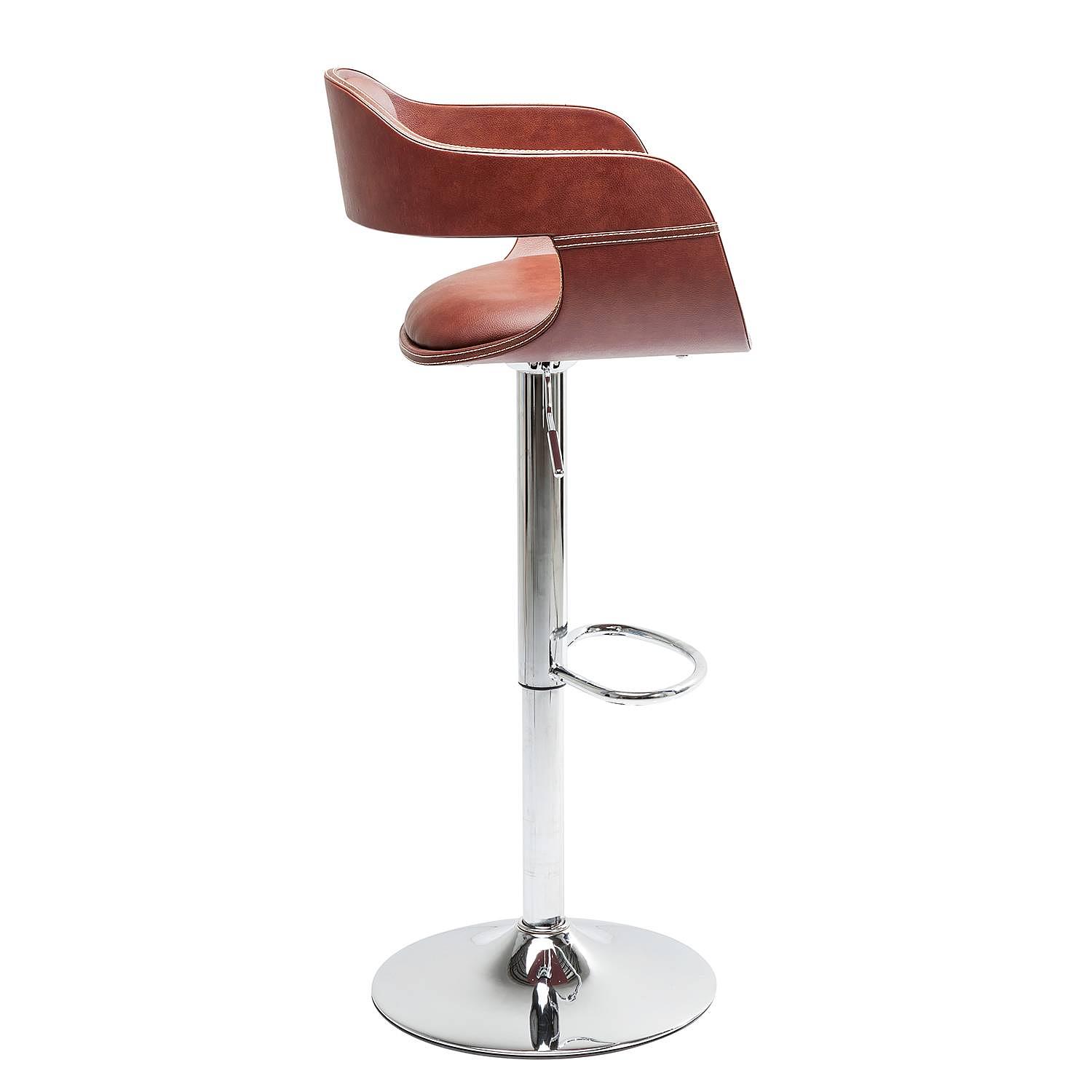 Barstuhl Monaco I Kunstleder Stahl Cognac Chrom 2